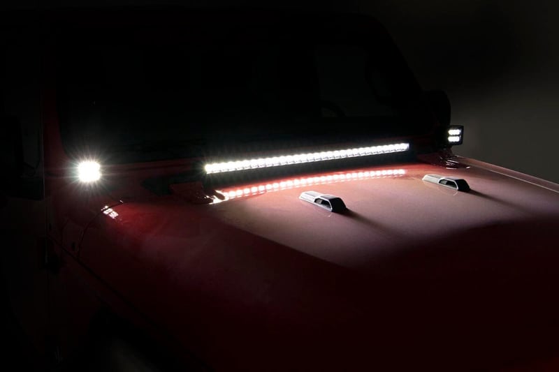 RC LED Light Kit | Hood Mount | 30" Black Single Row | Jeep Gladiator JT/Wrangler JL (18-26) (manufacturer page)