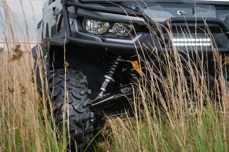 RC M1 Front Coil Over Shocks | Ride Height Adjust | Can-Am Defender MAX HD10/PRO HD10 (manufacturer page)