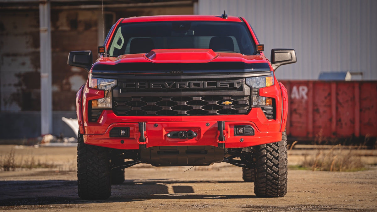 Rough Country HP10010-RCGB Hood Protector | Gloss Black | Chevy Silverado 1500 2WD/4WD (2019-2026) - Studio View 6