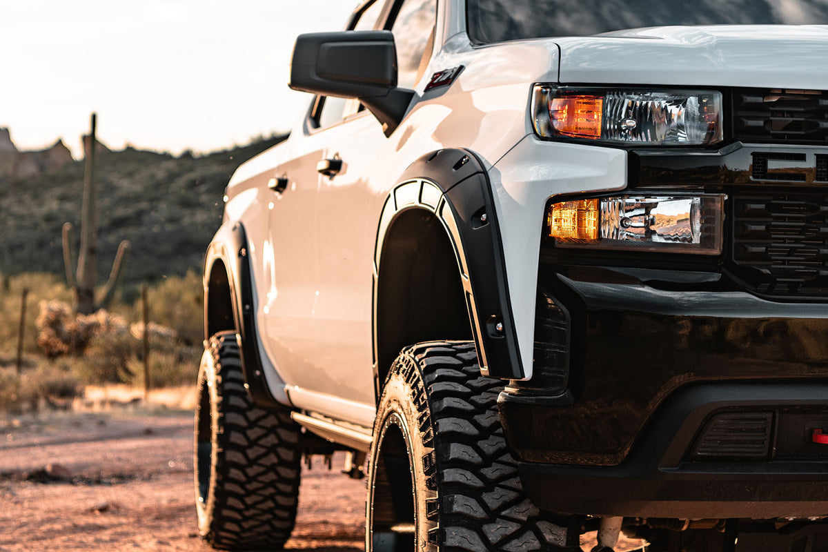 RC Defender Fender Flares | GXG Tungsten | Chevy Silverado 1500 2WD/4WD (19-26) (manufacturer page)