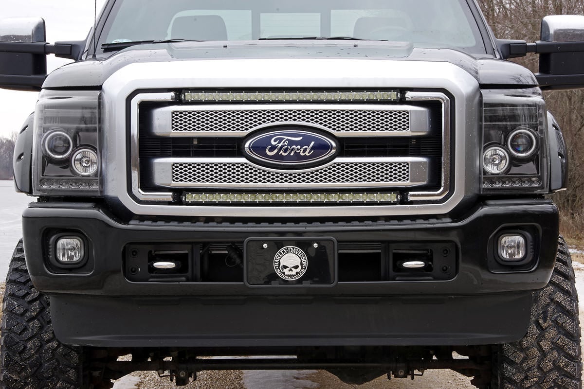 RC LED Light Kit | Grill | 30" Black Single Row | White DRL | Ford F-250/F-350 Super Duty (11-16) (manufacturer page)