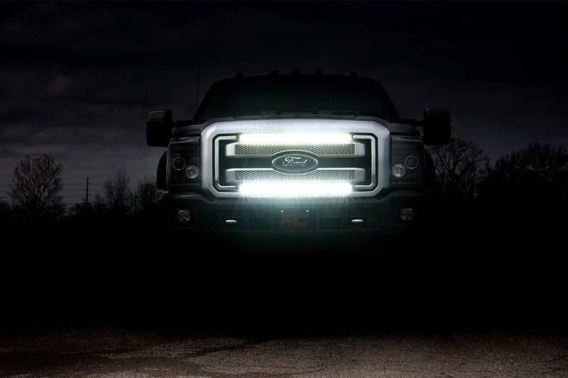 RC LED Light Kit | Grill | 30" Black Single Row | White DRL | Ford F-250/F-350 Super Duty (11-16) (manufacturer page)
