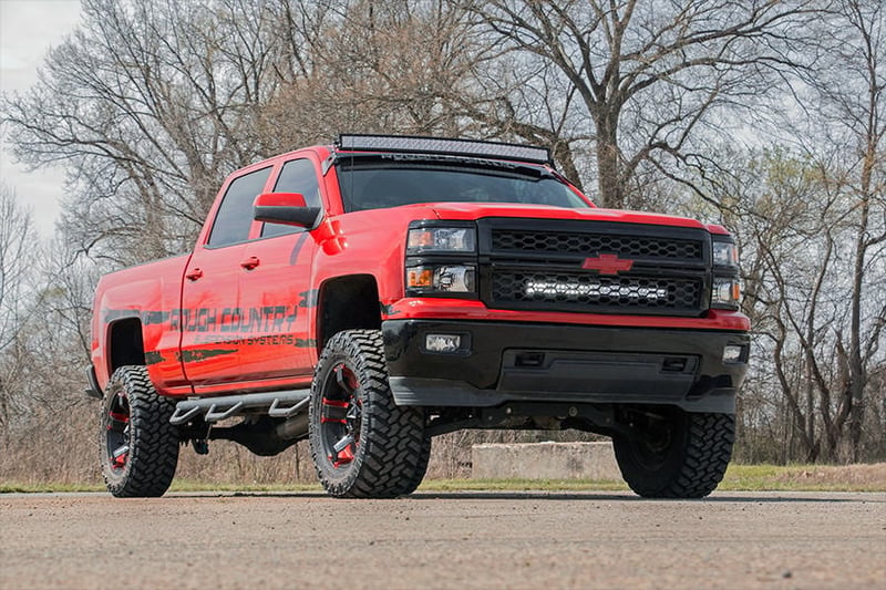RC LED Light Kit | Behind Grille Mount | 30" Black Dual Row | White DRL | Chevy Silverado 1500 (14-15) (manufacturer page)