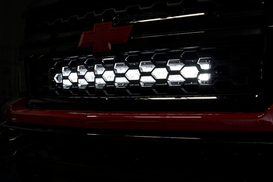 LED Light Kit | Behind Grille Mount | 30" Black Dual Row | White DRL | Chevy Silverado 1500 (14-15) - Lighting & Acc (Image 2 of 6)