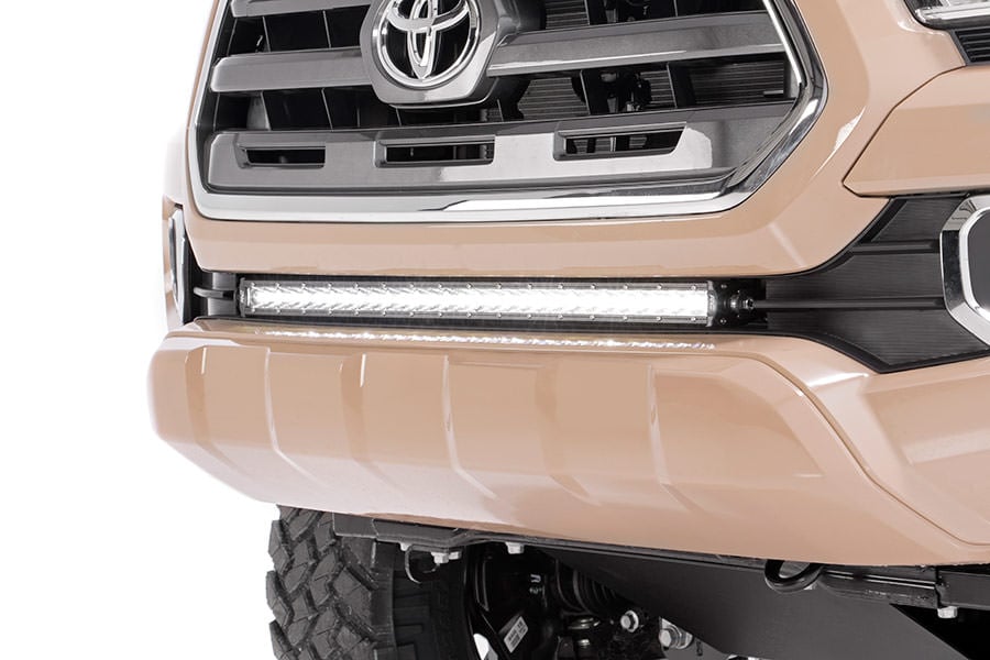 RC LED Light Kit | Lower Grille Mount | 30" Black Single Row | White DRL | Toyota Tacoma (16-23) (manufacturer page)