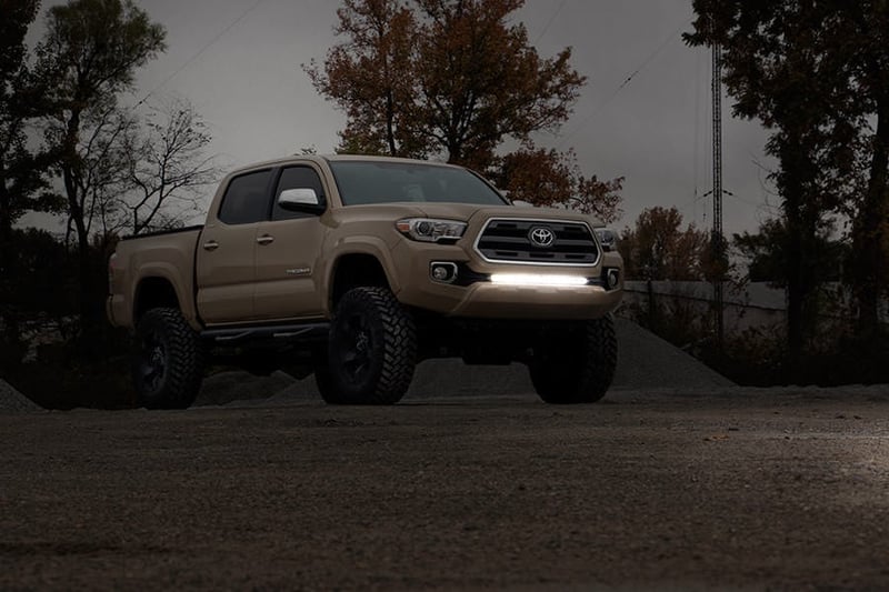 RC LED Light Kit | Lower Grille Mount | 30" Black Single Row | Toyota Tacoma (16-23) (manufacturer page)
