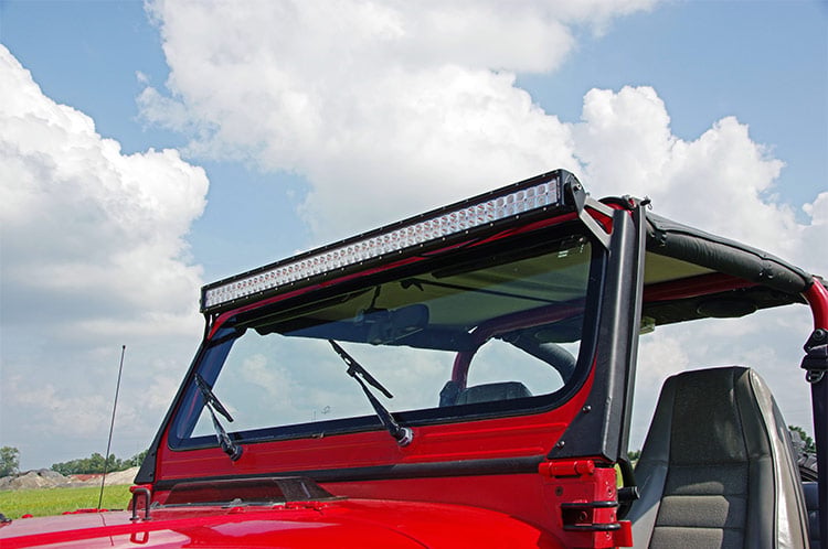 LED Light Mount | Upper Windshield | 50" Straight | Jeep Wrangler YJ (87-95) - Lighting & Acc (Image 3 of 4)