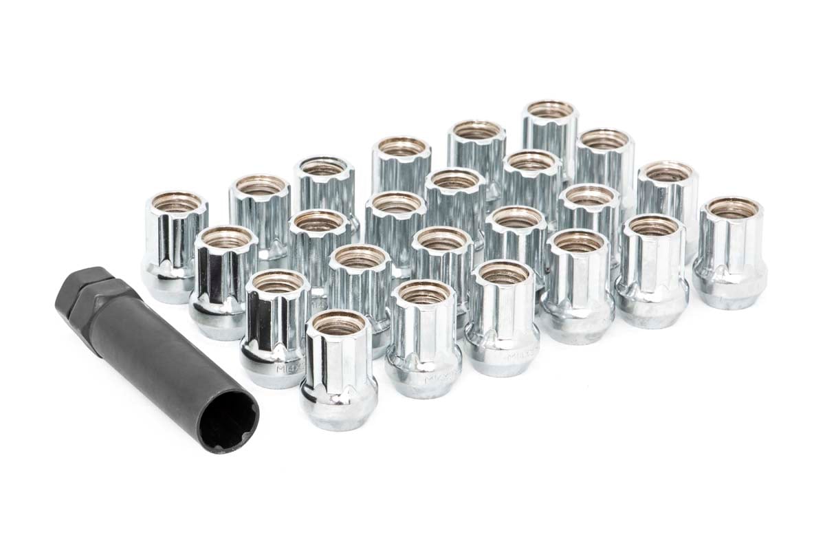 Rough Country 121524CHOE M12 x 1.5 Lug Nut Set of 24 |Chrome | Open End - Image 1