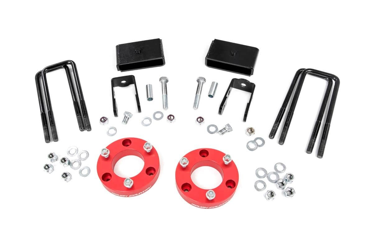 RC 2 Inch Lift Kit | Red Spacers | Nissan Titan XD 2WD/4WD (2016-2024) (manufacturer page)