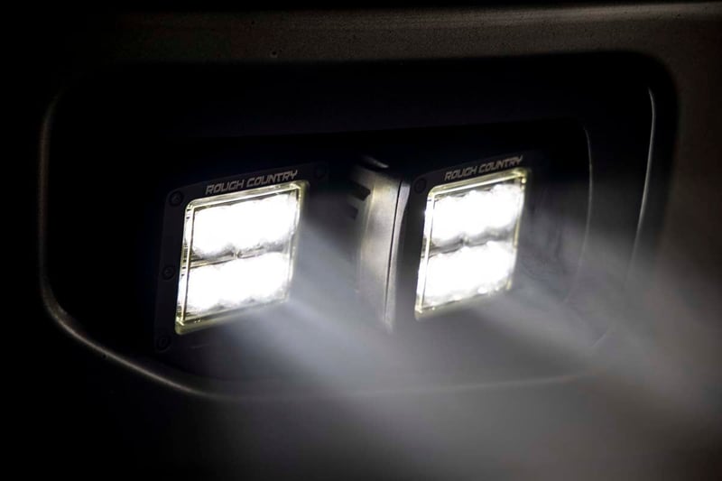 RC LED Light Kit | Fog Mount | Dual 2" Black Pairs | SAE | Ford F-150 (15-17) (manufacturer page)