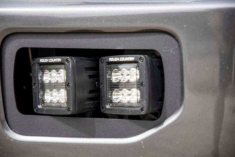 RC LED Light Kit | Fog Mount | Dual 2" Black Pairs | SAE | Ford F-150 (15-17) (manufacturer page)