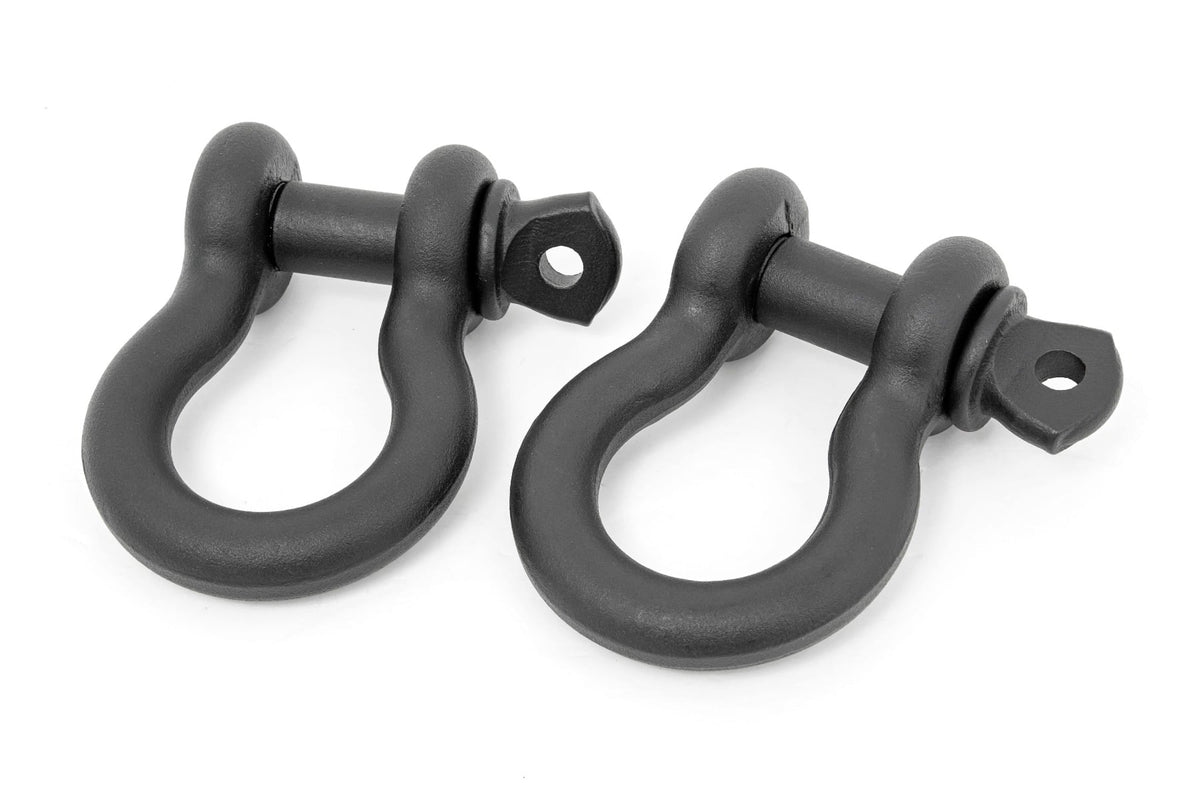 5/8 D Ring Shackles | Cast | 3/4" Pin | Pair | Black - Winches & Acc