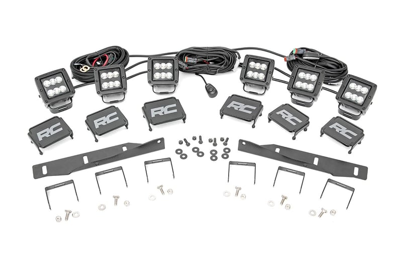 RC LED Light Kit | Fog Mount | Triple 2" Black Pair | White DRL | Ford Raptor (17-20) (manufacturer page)