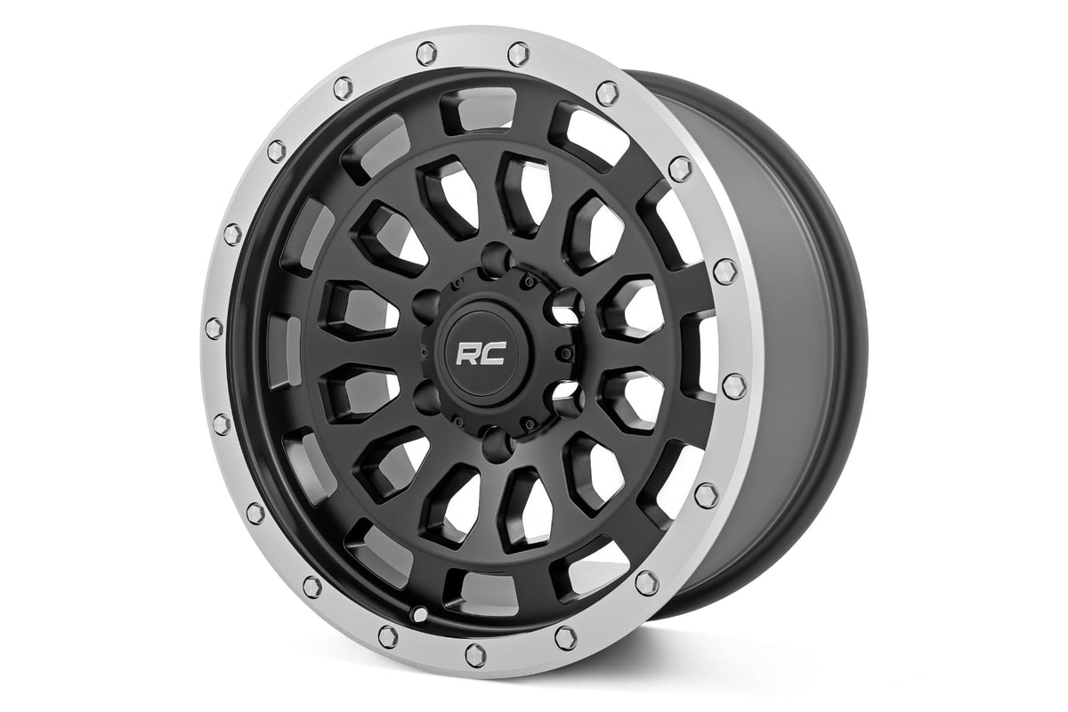 Rough Country 87 Series Wheel | Simulated Beadlock | Black/Machined | 17x8.5 | 6x5.5 | +0mm - RC Wheels (Image 1 of 6)