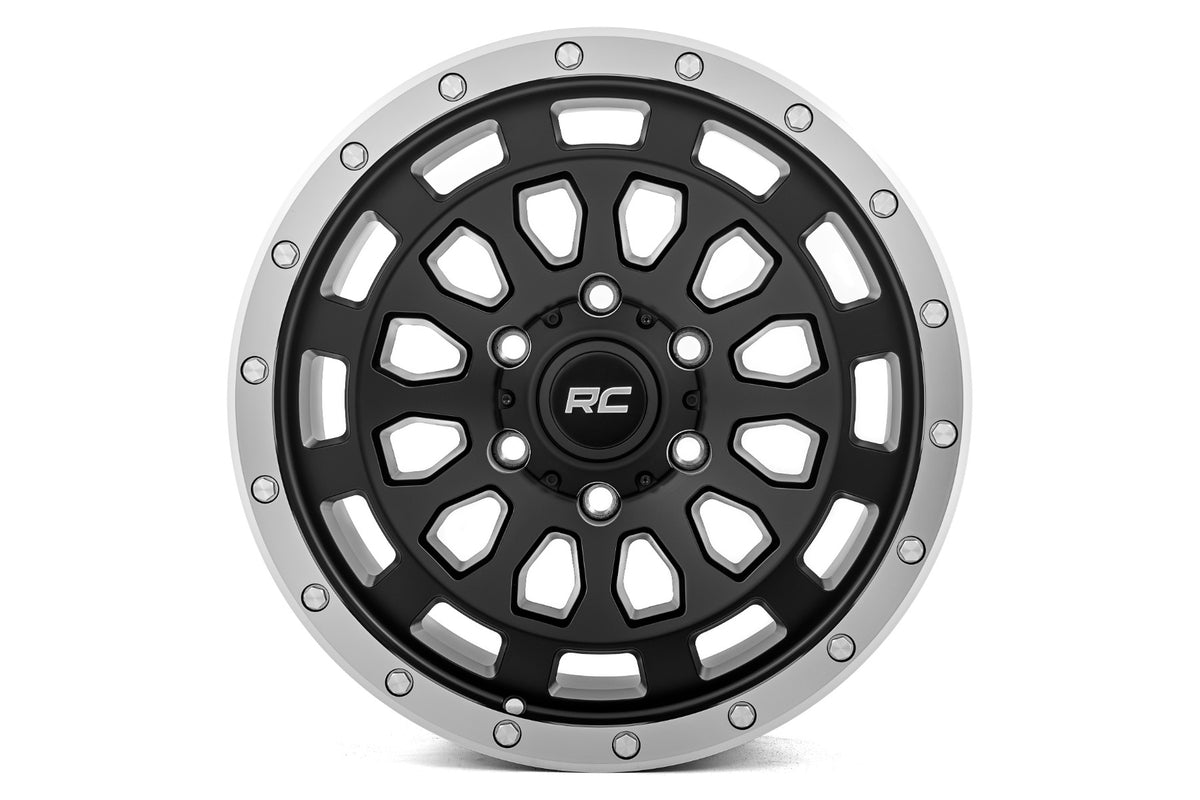 Rough Country 87 Series Wheel | Simulated Beadlock | Black/Machined | 17x8.5 | 6x5.5 | +0mm - RC Wheels (Image 2 of 6)