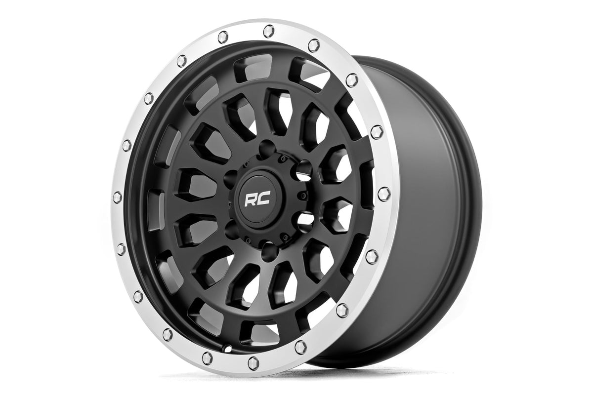Rough Country 87 Series Wheel | Simulated Beadlock | Black/Machined | 17x8.5 | 6x5.5 | +0mm - RC Wheels (Image 3 of 6)