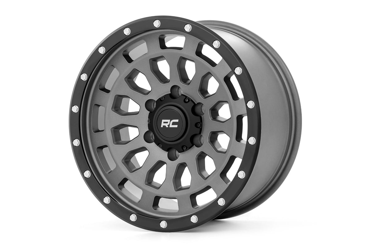 Rough Country 87 Series Wheel | Simulated Beadlock | Gray/Black | 17x8.5 | 6x5.5 | +0mm - RC Wheels (Image 1 of 6)