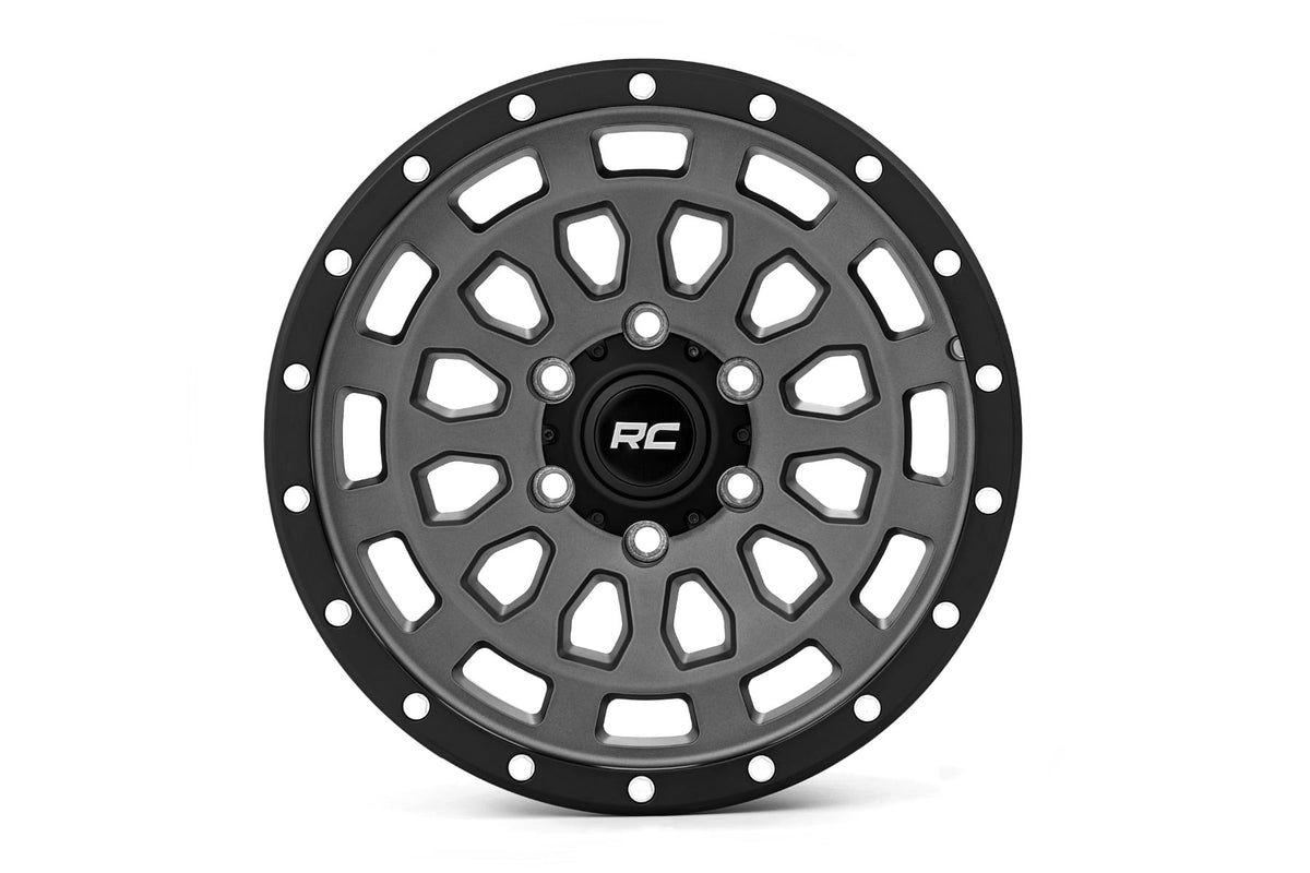 Rough Country 87 Series Wheel | Simulated Beadlock | Gray/Black | 17x8.5 | 6x5.5 | +0mm - RC Wheels (Image 2 of 6)