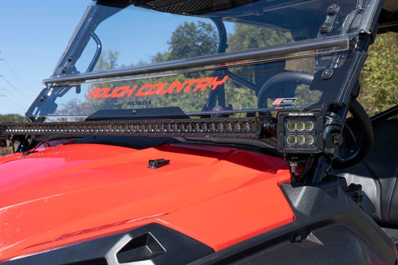 RC LED Light Kit | Cage Mount | 2" Black Pair | White DRL | Honda Pioneer 1000/Pioneer 1000-6 (manufacturer page)