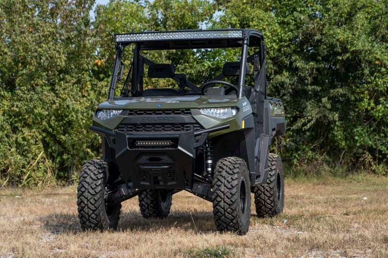 RC LED Light Kit | Bumper Mount | 12" Black Single Row | White DRL | Polaris Ranger XP 1000 (manufacturer page)