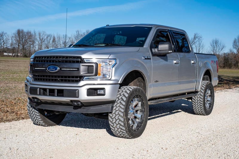 RC LED Light Kit | Grille Mount | 10" Black Slimline Pair | Ford F-150 (18-20) (manufacturer page)