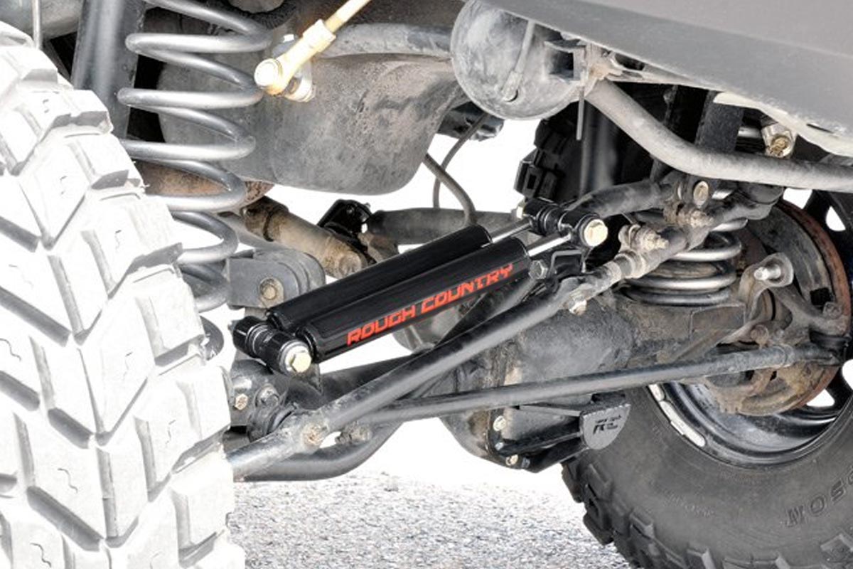Rough Country 87308 Dual Steering Stabilizer | 2.5-6.5 Inch Lift | Jeep Comanche MJ/Wrangler TJ/Wrangler Unlimited - Image 2