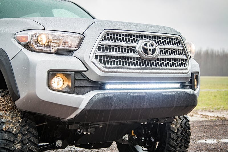 RC LED Light Kit | Lower Grille Mount | 30" Black Single Row | Toyota Tacoma (16-23) (manufacturer page)