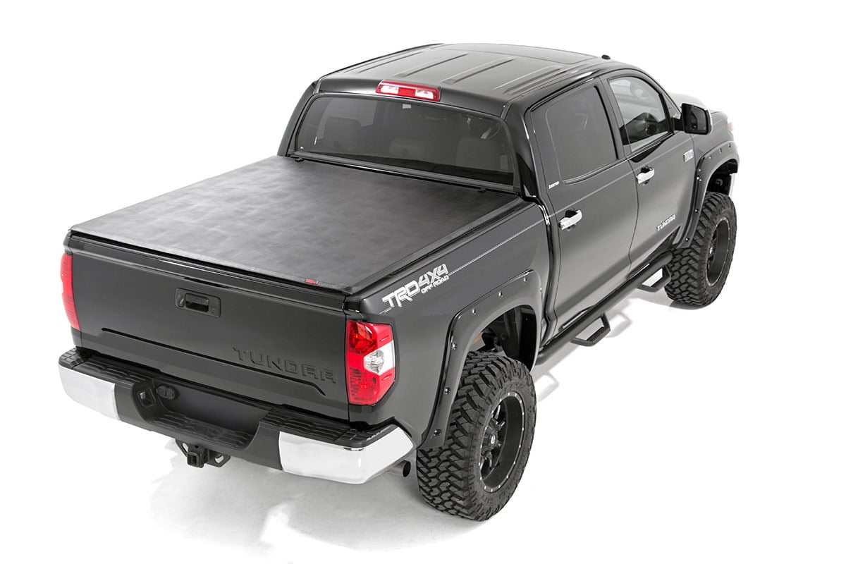 Soft Tri-Fold Bed Cover | With & W/O OE Rails | 6'7" Bed | Toyota Tundra (07-21) - Bed Covers (Image 2 of 6)