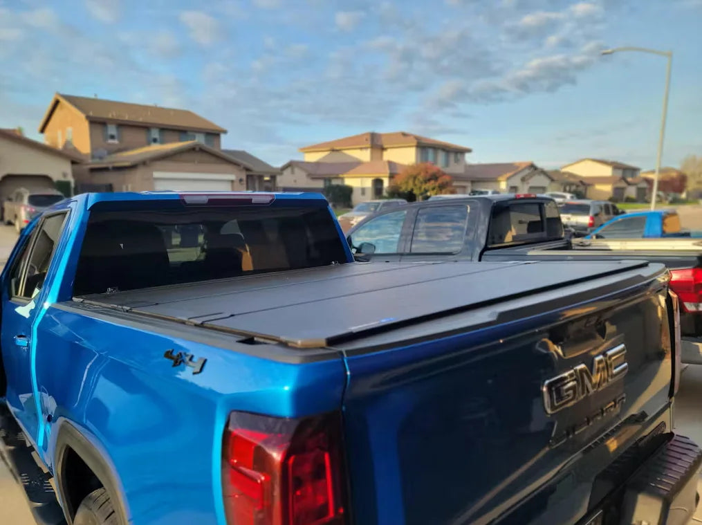 Worksport AL4 Flip-Up Quad-Fold Hard Tonneau Cover | Chevy-GMC 1500 W or W-0 Bed Caps, 2007-2018, 5'8" Bed (4912350) - Image