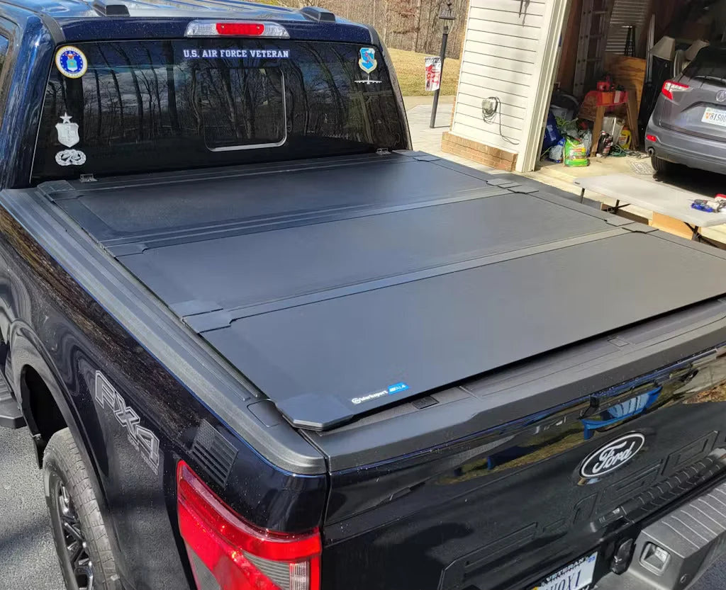 Worksport AL4 Flip-Up Quad-Fold Hard Tonneau Cover | Rivian R1T, 2021-2024, 4'6" Bed (4981040) - Image