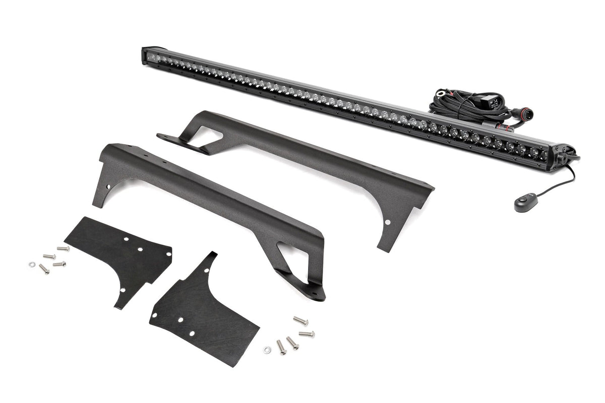 Rough Country 70588BLDRL LED Light | Windshield Mnt | 50" Black Single Row | White DRL | Jeep Wrangler TJ (97-06) - Image 1